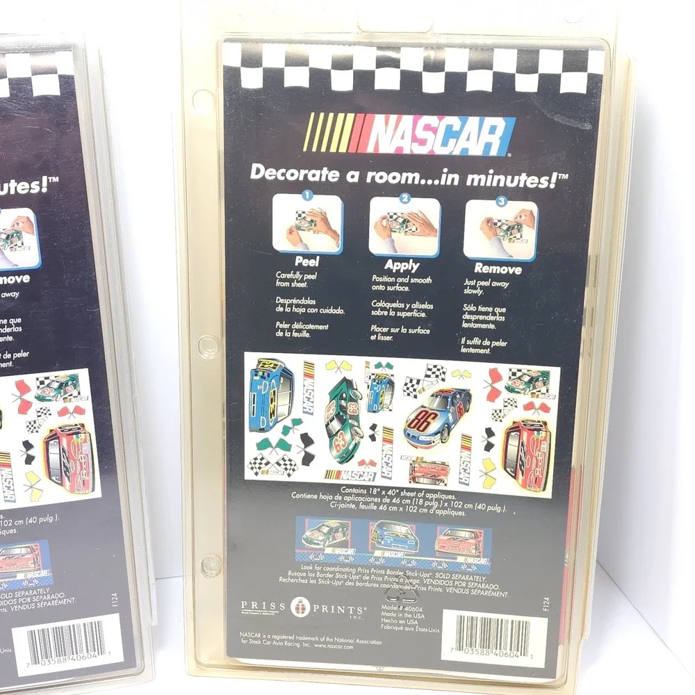 Lot of 3, NASCAR Jumbo Stick-Ups Removable Wall Room Stickers Decals NEW